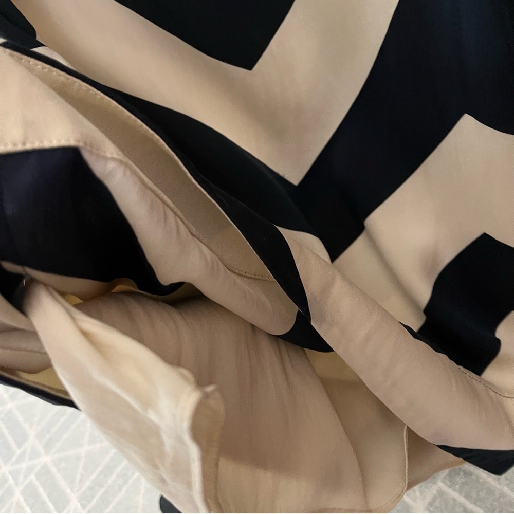 DIANE VON FURSTENBURG sz 4 Brigid Chevron Silk Dress Cream Off White Navy Stripe - Picture 6 of 13